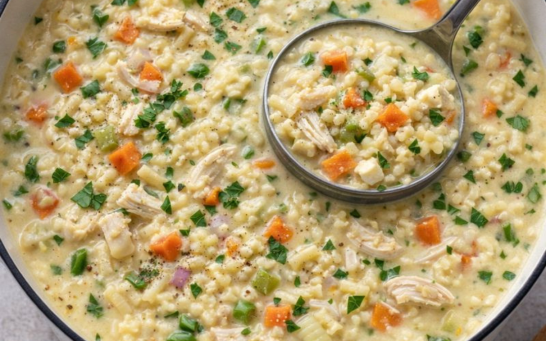 Creamy Chicken Alfredo Pastina Soup