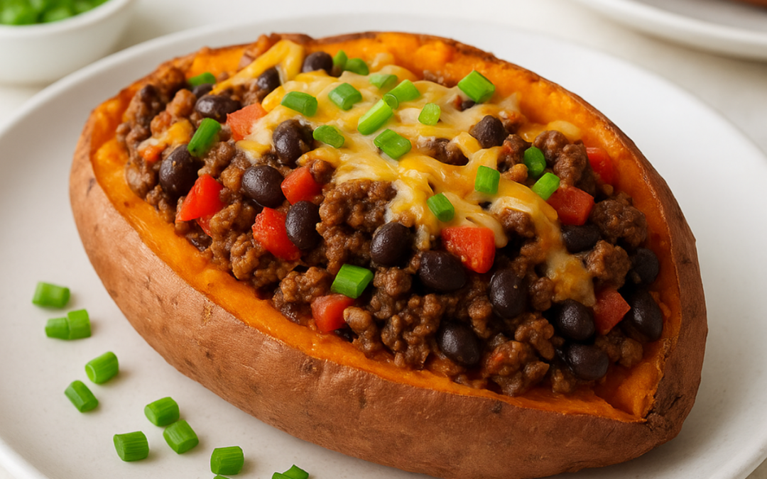 Ground Beef Stuffed Sweet Potato