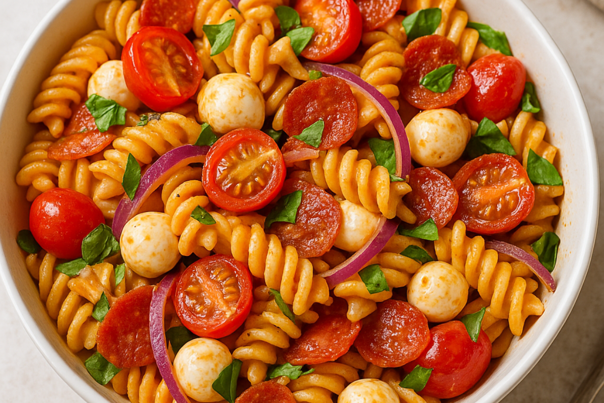 Hot Honey Pizza Pasta Salad