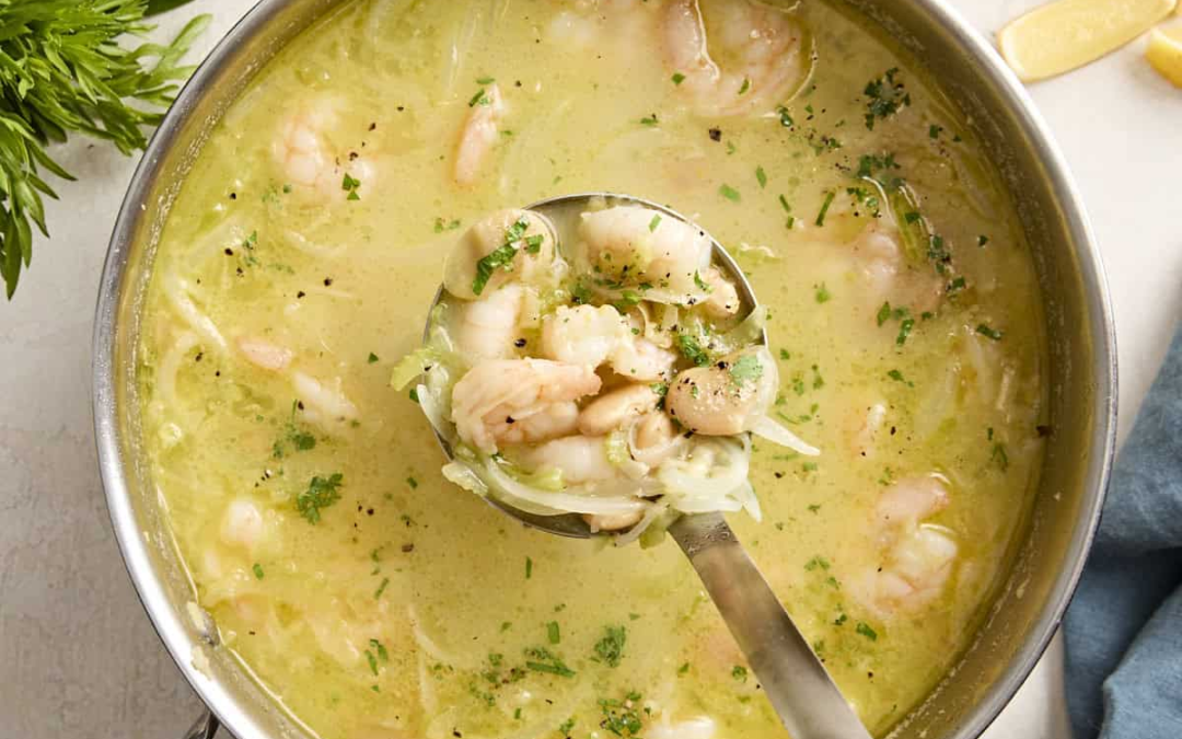 Creamy White Bean & Lemon Shrimp Soup